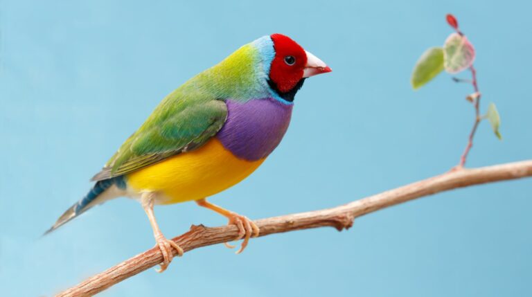 diamante-de-gould empoleirado em ramo